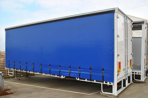 Teloni personalizzati in PVC blu impermeabile per teloni per camion container, tessuto rivestito in PVC per tenda laterale per camion